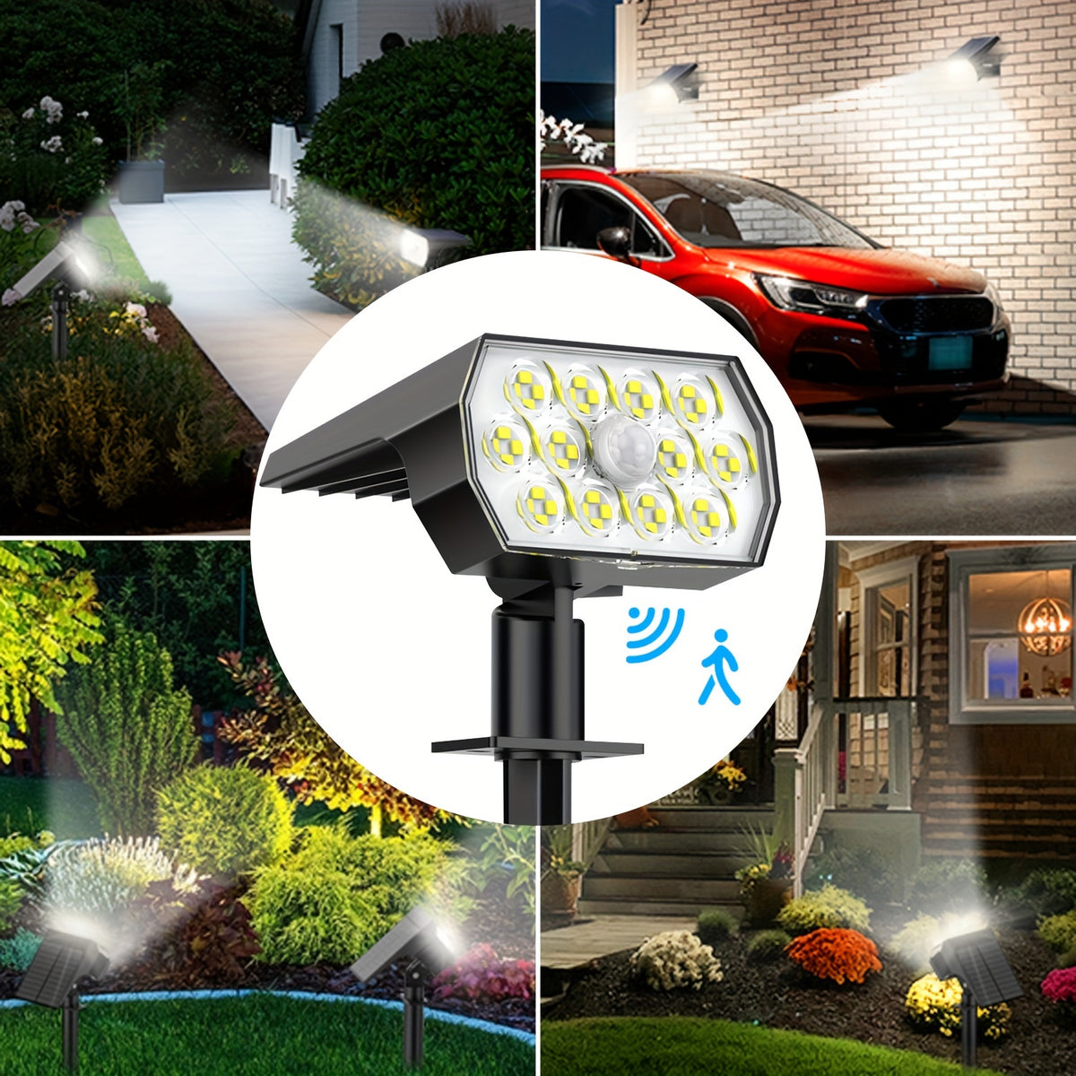 Projecteur solaire orientable à piquet et détecteur