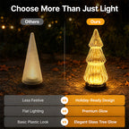 Lampe décorative solaire sapin effet verre strié, 24 cm