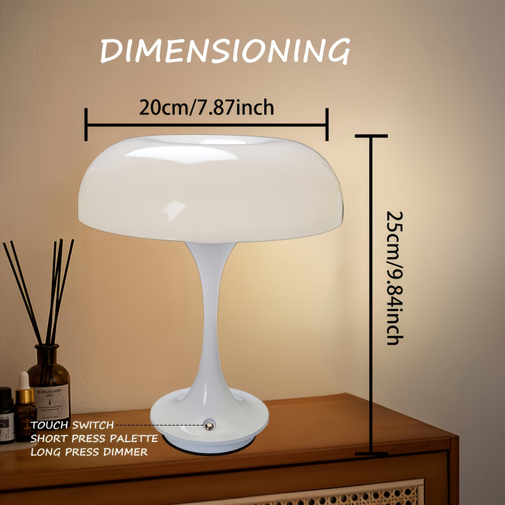Lampe champignon sans fil rétro au chapeau anneau, blanche ou orange