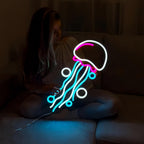 Néon LED méduse multicolore sur plaque acrylique, 40 cm, USB