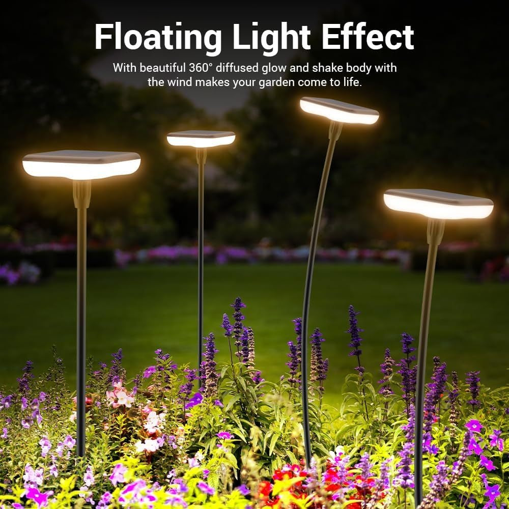 Lampe solaire de jardin oscillante sur tige souple, lot de 4 IP65