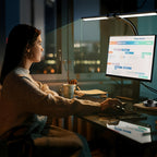 Lampe de bureau à pince double barre noire, interrupteur sur câble