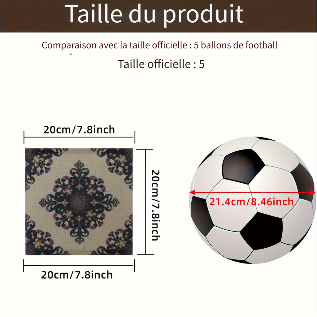 Abat-jour cube en tissu à médaillons bohèmes bleu nuit, 20 cm