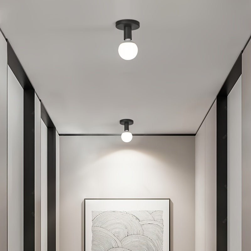 Plafonnier douille E27 noir minimaliste, platine de 10 cm