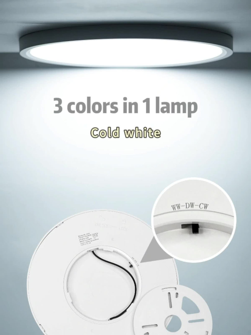 Plafonnier LED rond extra-plat Ø 50 cm, 3 teintes, lot de 2