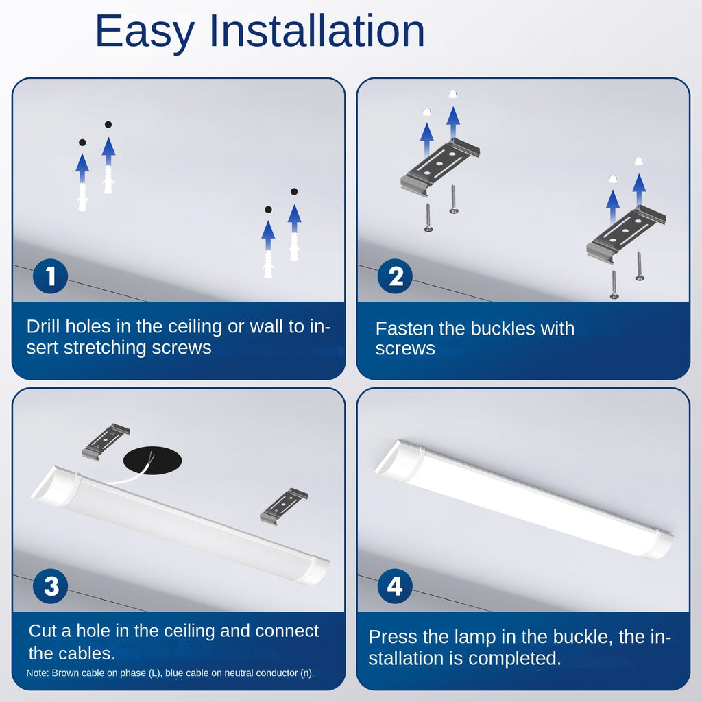 Réglette LED 120 cm 40 W blanc froid, à fixer au plafond ou au mur