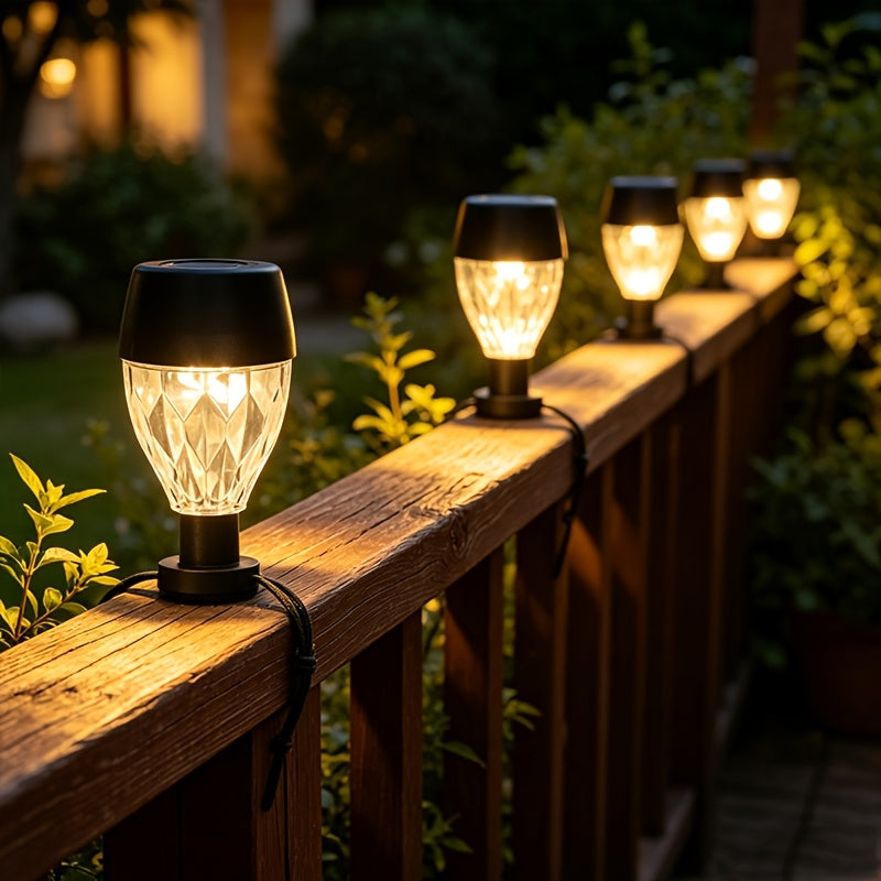 Lot de 8 lampes solaires pour rampe et clôture, fixation collier