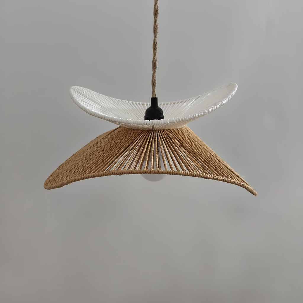 Abat-jour à deux pétales en cordelette, blanc et miel, Ø 40 cm