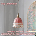 Petite tulipe en verre rose à jupe ondulée pour applique, Ø 12,7 cm