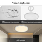 Lot de 4 plafonniers LED ronds extra-plats Ø 23 cm, blanc chaud