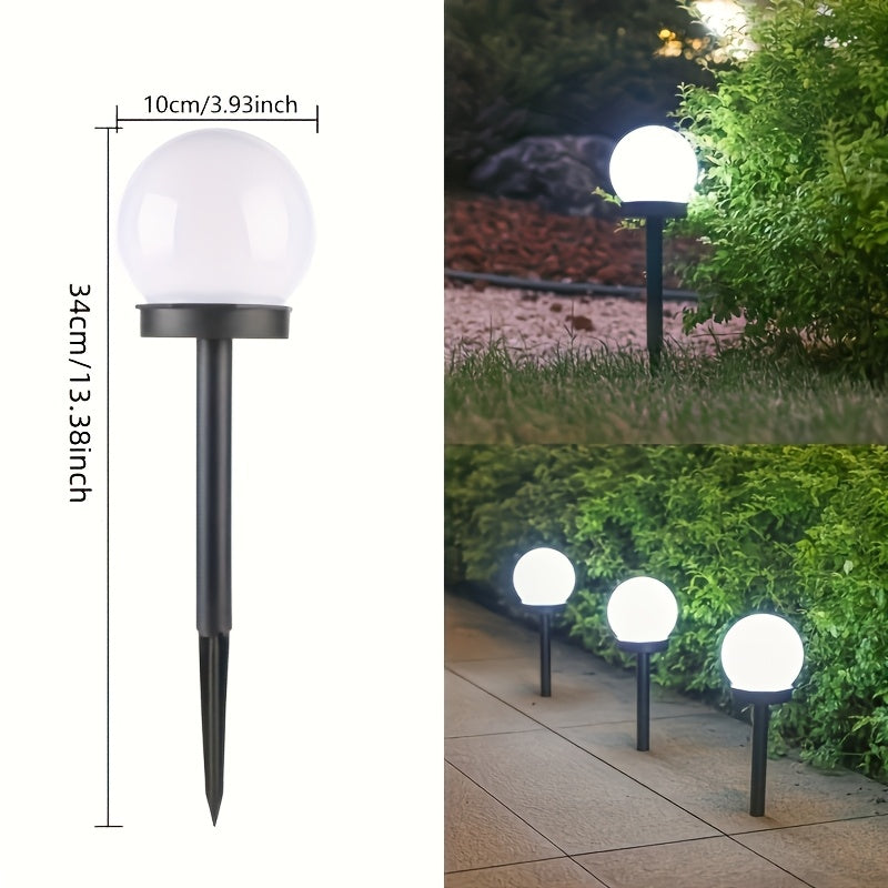 Lampe solaire globe opalin sur piquet de 34 cm, blanc chaud ou froid
