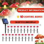 Guirlande solaire champignons rouges à pois, 20 piquets, 11,8 m