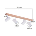 Plafonnier 4 spots GU10 orientables, spots blancs sur barre en bois
