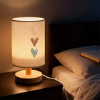 Lampe de chevet à abat-jour en tissu imprimé de trois cœurs