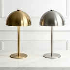 Lampe champignon sans fil à dôme métallique, doré ou argenté