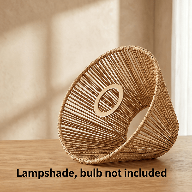 Abat-jour conique en cordelette de lin torsadée, Ø 25 x H 19 cm