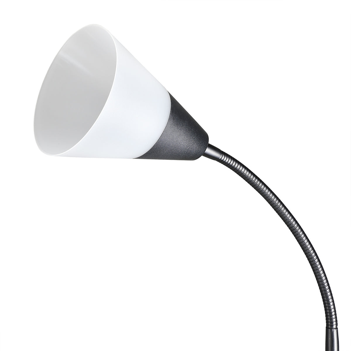 Lampadaire vasque avec liseuse flexible, noir ou blanc, 175 cm