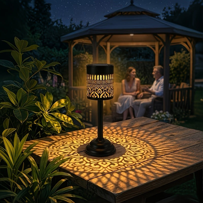 Lot de 2 lampes de table solaires ajourées sur pied, 26 cm, IP65