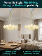 Lustre grappe de globes acryliques LED, doré ou blanc, trois teintes