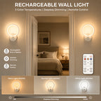 Applique murale anneau LED sans fil, télécommande et minuterie