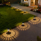 Lampe solaire de jardin en métal ajouré à motif pivoine, lot de 2 ou 4
