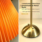 Lampe de table LED sans fil à abat-jour plissé et pied doré, 30 cm