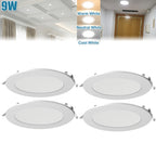 Lot de 4 spots LED ronds encastrables 9W, Ø 14,7 cm, trois blancs