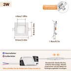 Spot LED encastrable carré 3 W, découpe 7,5 cm, lot de 10