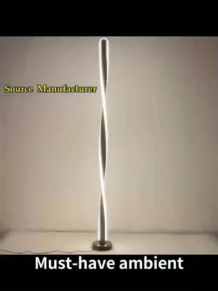 Lampadaire LED spirale minimaliste de 121 cm, trois teintes