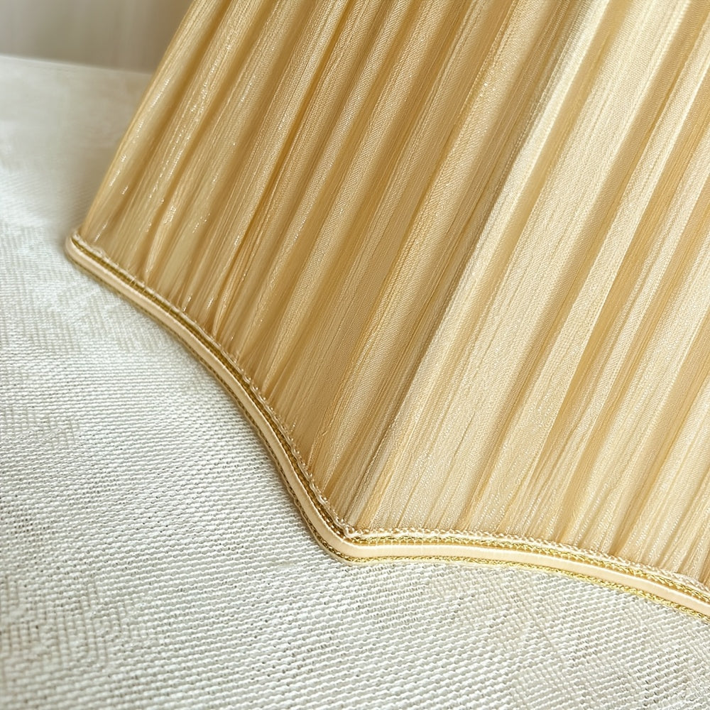 Abat-jour plissé beige doré à base festonnée en étoile, Ø 35 cm