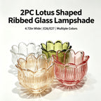 Lot de 2 tulipes lotus en verre nervuré pour douille E27, Ø 12 cm