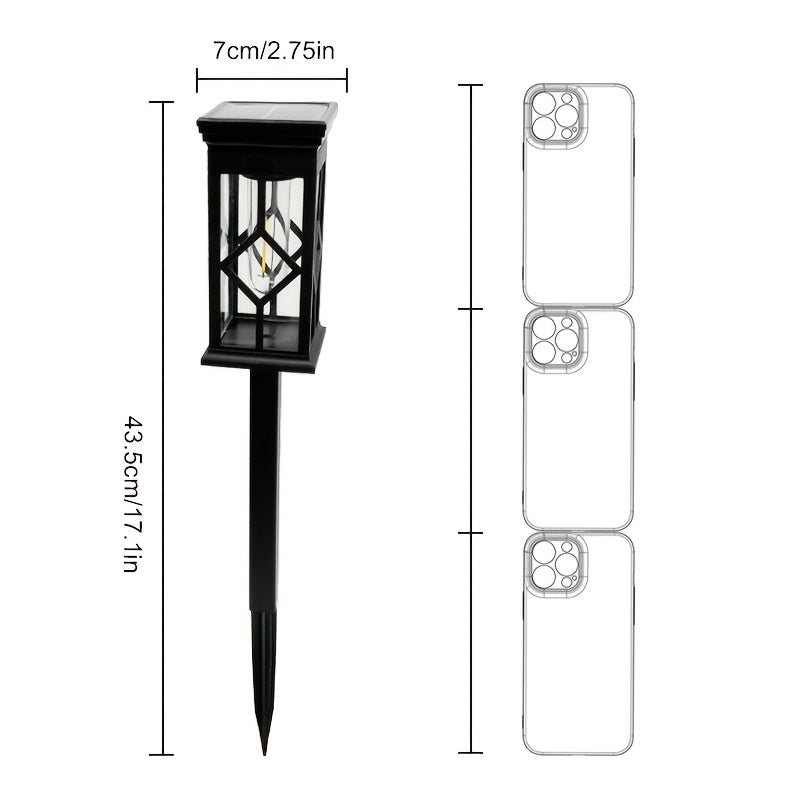 Lampe solaire lanterne à croisillons en losange, lot de 4, 43,5 cm