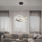 Lustre LED à boucles entrelacées en aluminium noir, avec télécommande