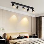 Spot de plafond 5 têtes orientables GU10, barre en métal noir