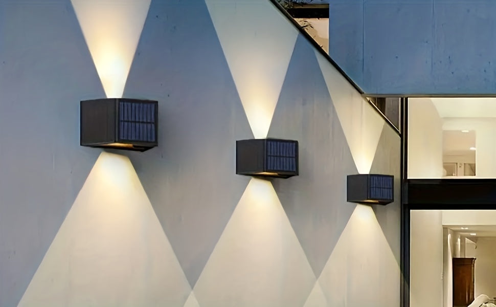 Applique murale solaire double faisceau blanc chaud, angle réglable