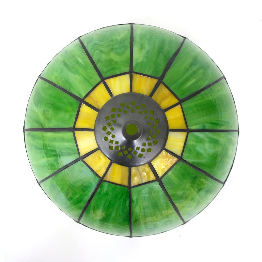 Verre de remplacement en vitrail vert et jaune ambré, Ø 30 cm