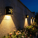 Applique murale LED solaire extérieure motif arbre, lot de 2