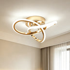 Petit plafonnier LED doré à anneaux entrelacés, blanc neutre, 25 cm