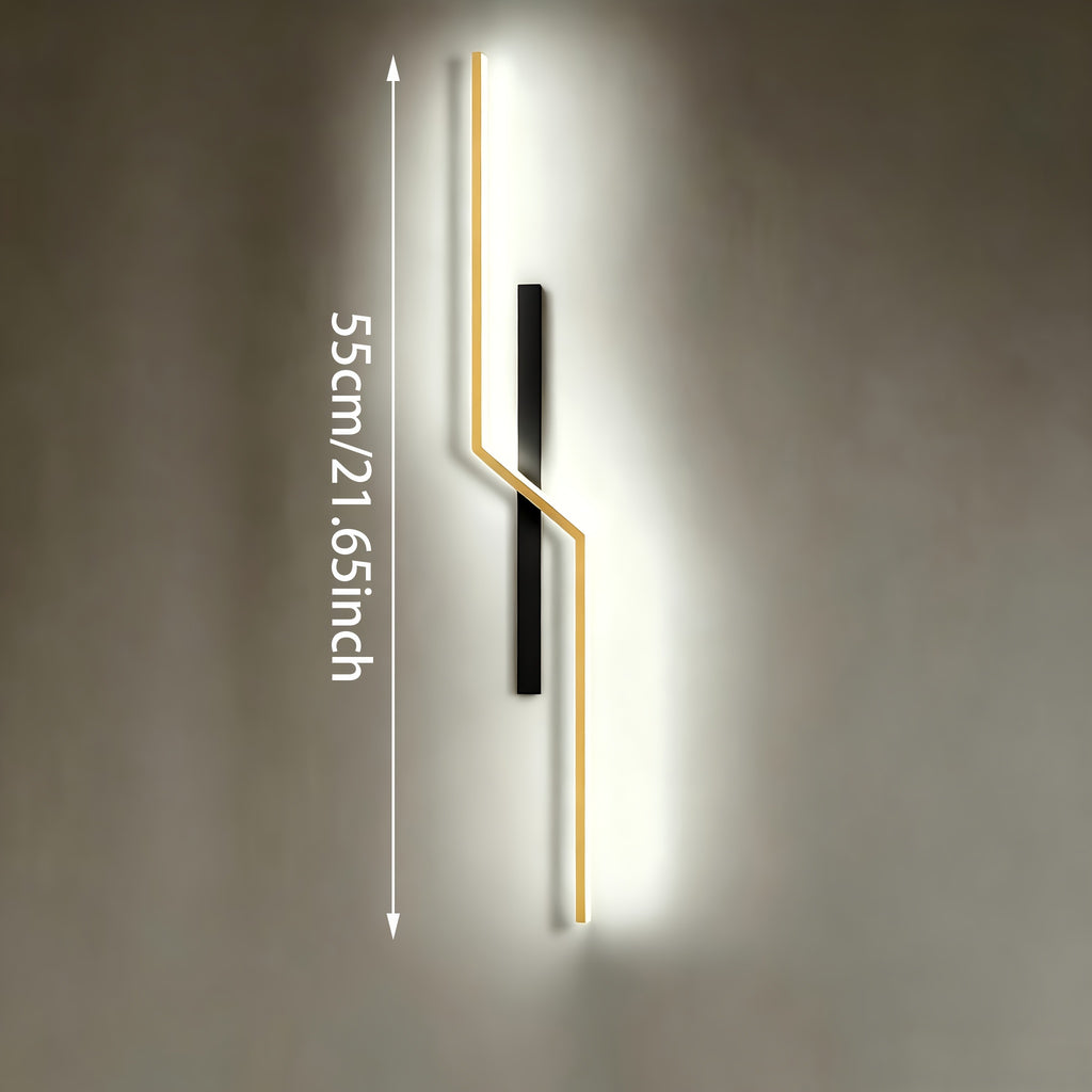 Applique murale LED en éclair noir et doré de 55 cm, 4000 K
