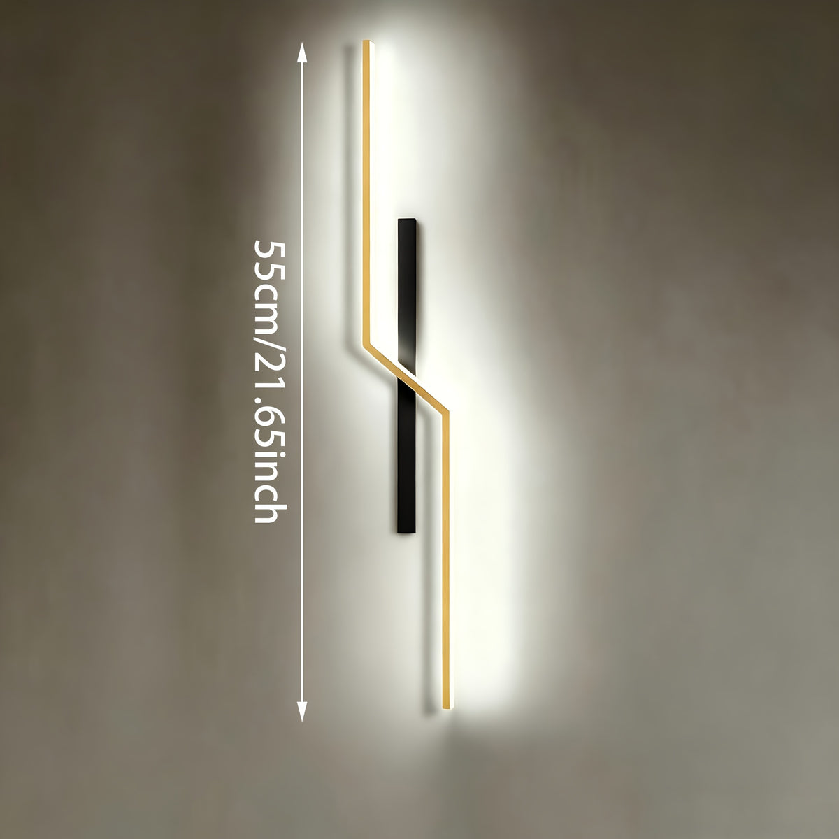Applique murale LED en éclair noir et doré de 55 cm, 4000 K