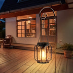 Lot de 2 lanternes solaires cage noire à ampoule filament, IP65