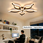 Plafonnier LED fleur à cinq pétales Ø 80 cm, noir ou blanc, 75 W