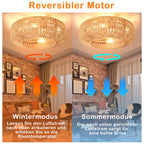 Plafonnier ventilateur en corde tressée Ø 50 cm, télécommande, E27