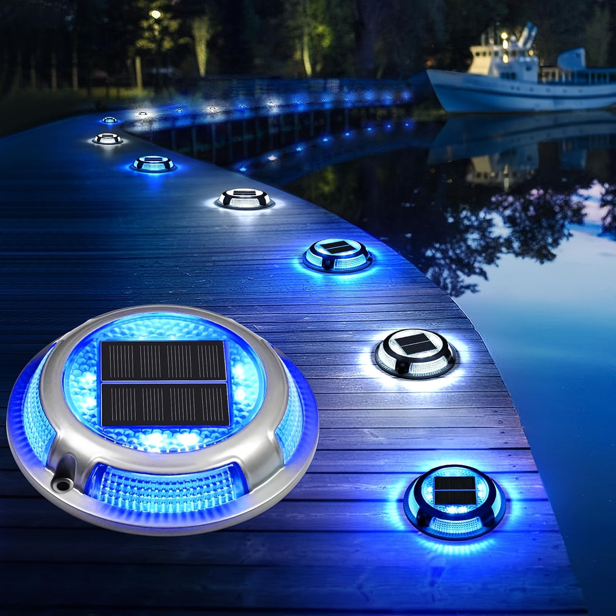 Spot solaire plat pour ponton et terrasse en bois