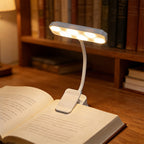 Liseuse à pince rechargeable blanche, col de 14 cm et 3 teintes