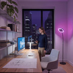 Lampadaire LED ventilateur 2 en 1 avec anneau RVB et télécommande