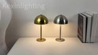 Lampe champignon sans fil à dôme métallique, doré ou argenté