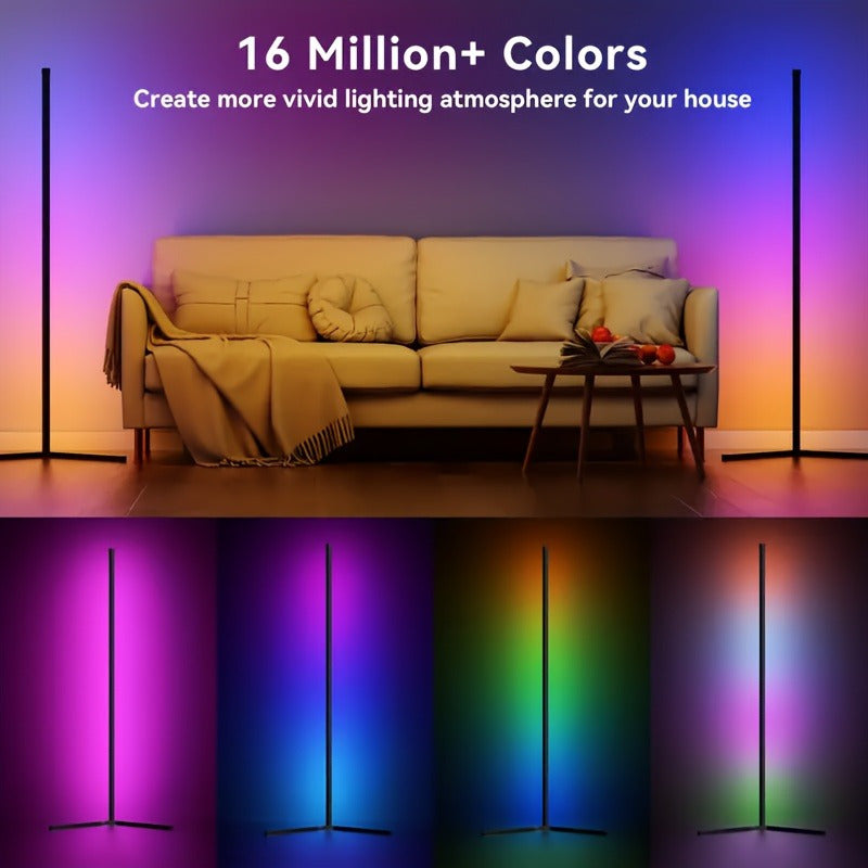 Lampadaire d'angle LED 140 cm, blancs 2700 à 6000 K et couleurs