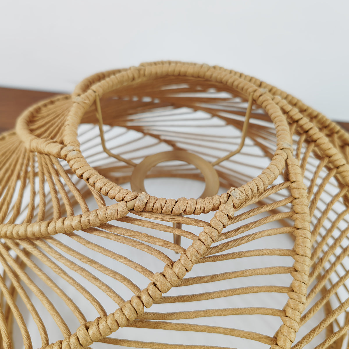 Abat-jour spirale ajouré en corde de papier, Ø 41 x H 21 cm