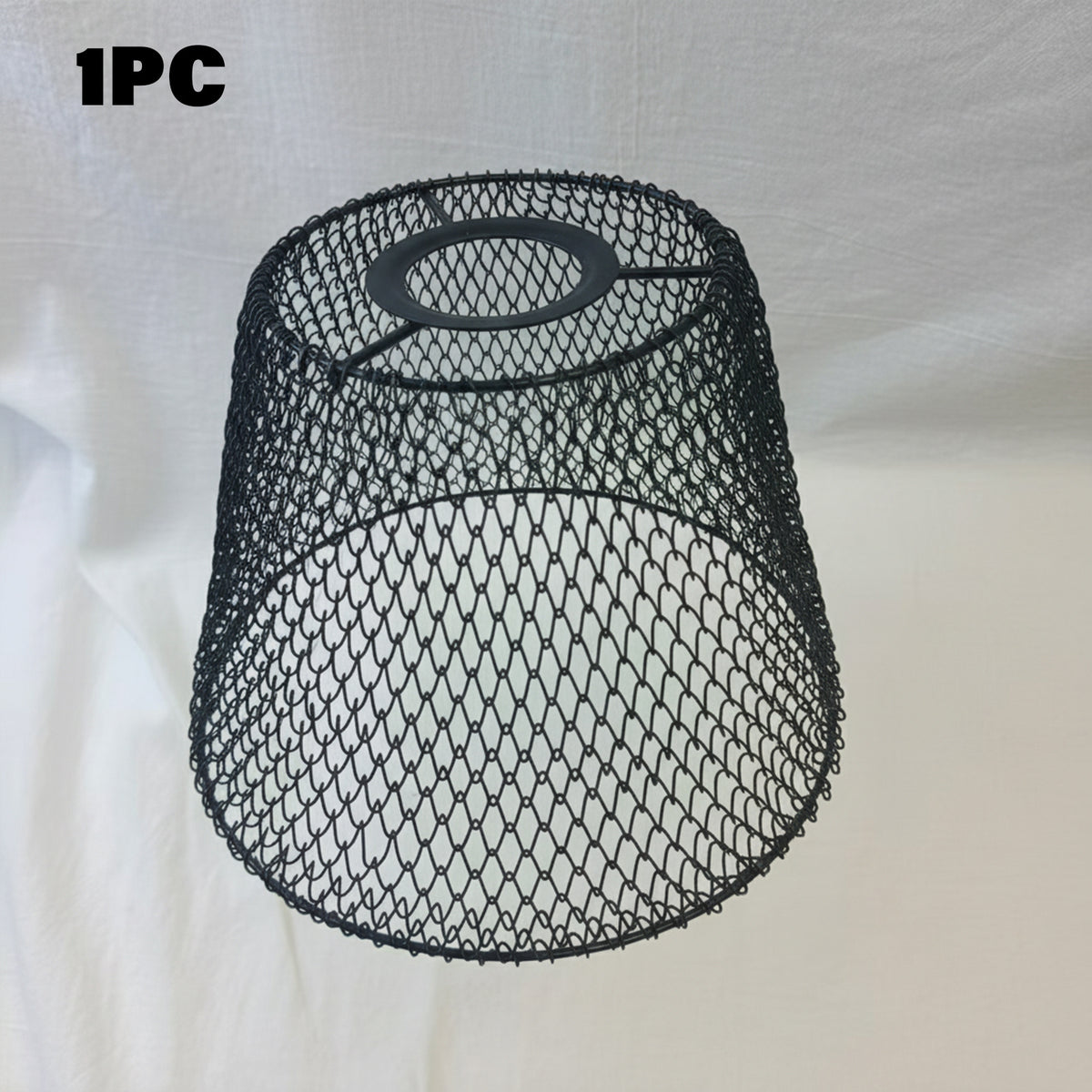 Abat-jour cage noir en treillis de métal pliable